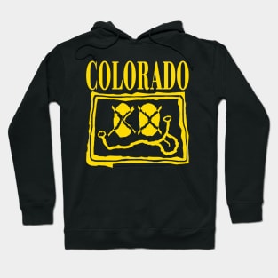 Colorado Grunge Smiling Face Black Background Hoodie